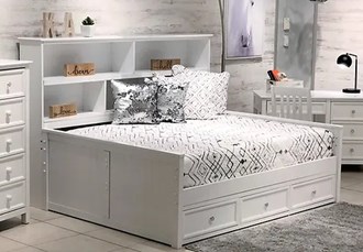 Sideways Full Bookcase Bed White